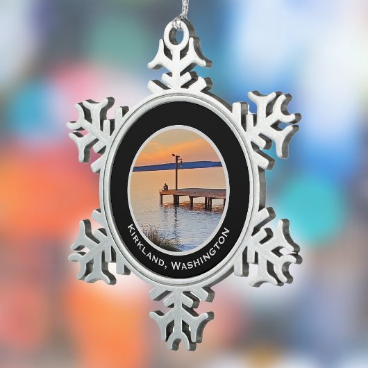 Kirkland Sunset Vist Lake Washington Silhouette Tin Sneeuwvlok Ornament