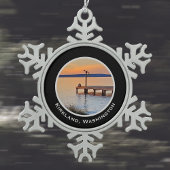 Kirkland Sunset Vist Lake Washington Silhouette Tin Sneeuwvlok Ornament