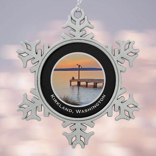 Kirkland Sunset Vist Lake Washington Silhouette Tin Sneeuwvlok Ornament