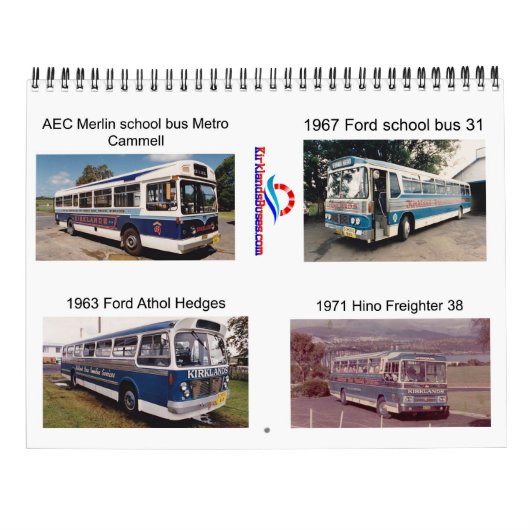 Kirklands-bussen van 1960 en 1970 kalender (Achterkant)
