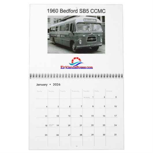 Kirklands-bussen van 1960 en 1970 kalender (Jan 2026)