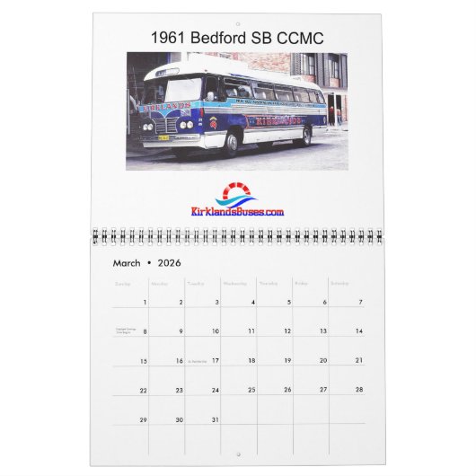 Kirklands-bussen van 1960 en 1970 kalender (Mar 2026)