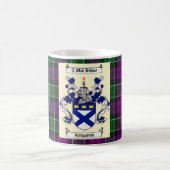 Kirkpatrick Crest op Couquhoun Paars Tartan Koffiemok (Center)