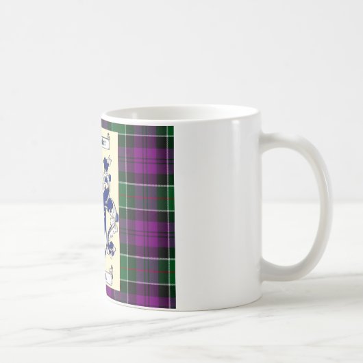 Kirkpatrick Crest op Couquhoun Paars Tartan Koffiemok (Rechts)