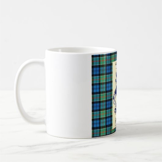 Kirkpatrick Crest over Ancient Colquhoun Tartan Koffiemok (Links)