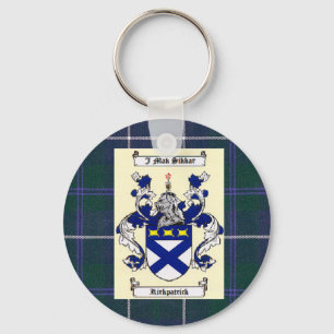 Kirkpatrick Crest over Douglas Blue Tartan Sleutelhanger