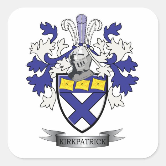 Kirkpatrick Family Crest Coat of Arms Vierkante Sticker (Voorkant)