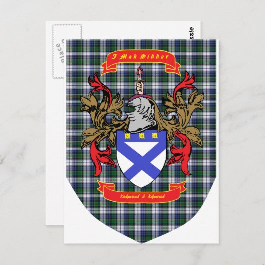 Kirkpatrick Kilpatrick crest op Colquhoun Tartan Briefkaart (Voorkant / Achterkant)