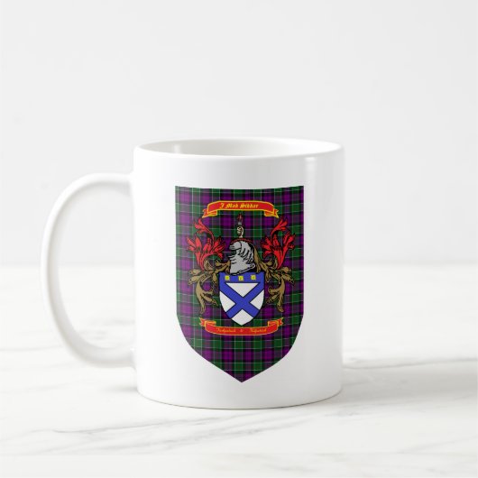Kirkpatrick Kilpatrick Crest op Colquhoun Tartan Koffiemok (Links)