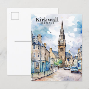 Kirkwall Scotland Waterverf Painting Reizen Briefkaart