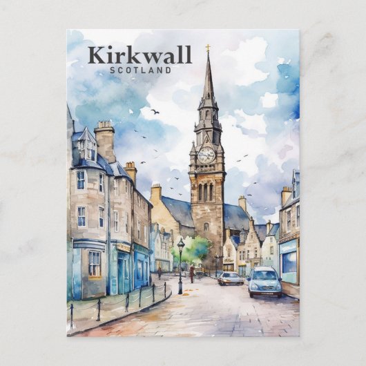 Kirkwall Scotland Waterverf Painting Reizen Briefkaart (Voorkant)