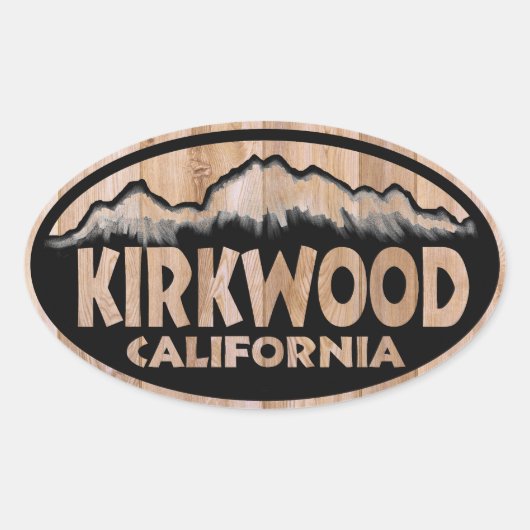 Kirkwood California houten teken ovale stickers (Voorkant)