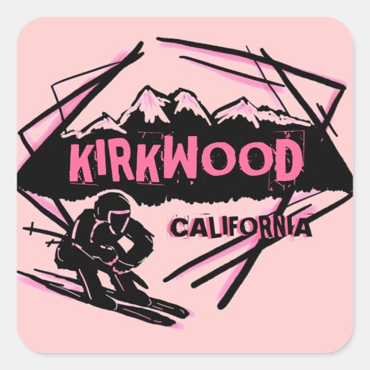 Kirkwood California roze thema skiër stickers (Voorkant)