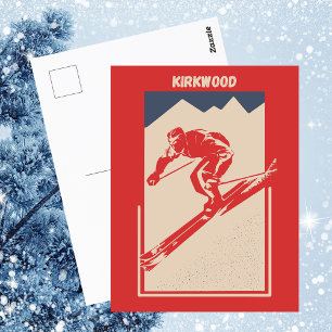 Kirkwood Mountain Resort in Californië - Retro Ski Briefkaart