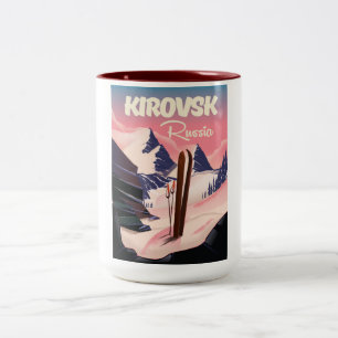 Kirovsk Rusland ski reisposter Tweekleurige Koffiemok