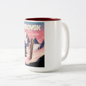 Kirovsk Russia skiposter Tweekleurige Koffiemok (Voorkant rechts)