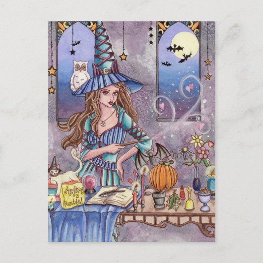 Kirra - Witch, Cat and Owl Briefkaart (Voorkant)