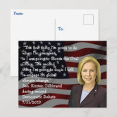 Kirsten Gillibrand citaat uit het Democratische de Briefkaart (Voorkant / Achterkant)