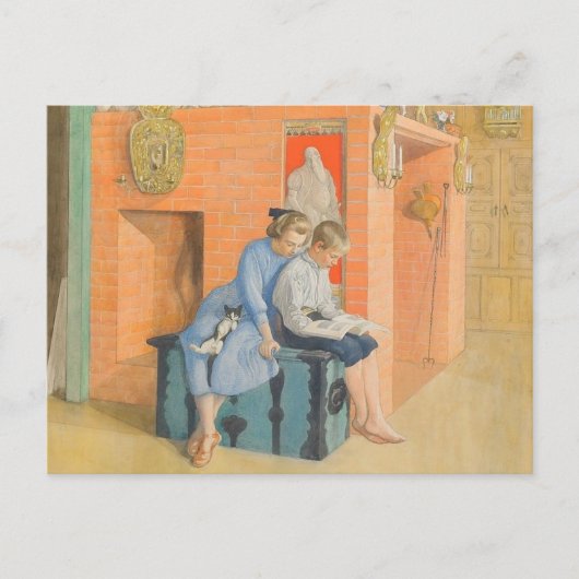 Kirsti en Esbjorn lezen een boek samen Briefkaart (Voorkant)