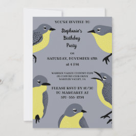 Kirtland's Warblers Bird Lovers Grey, Yellow Party Kaart