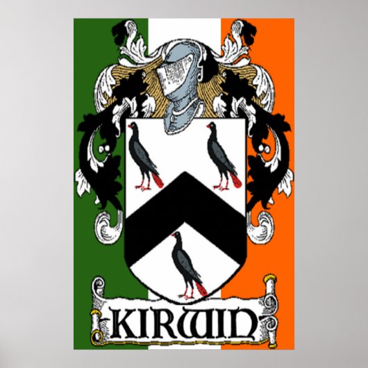 Kirwin Coat of Arms Irish Flag Print (Voorkant)