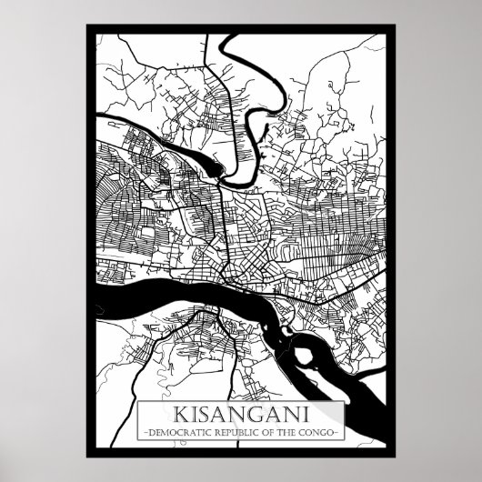 Kisangani Democratische Republiek Congo Stad Poster (Voorkant)