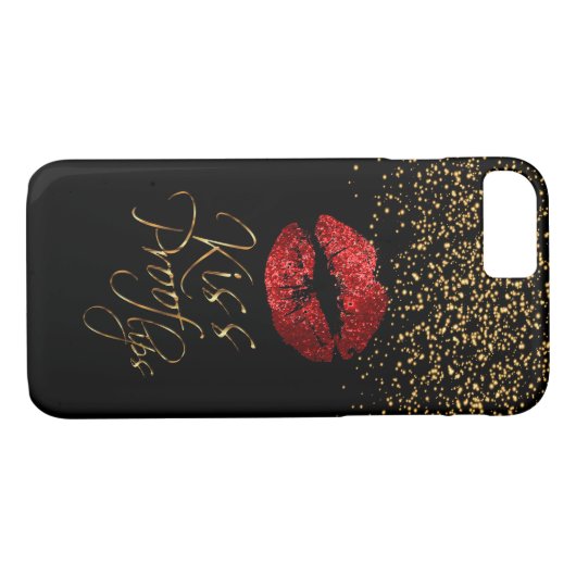 Kisbewijs met Gold Confetti en rode lips Case-Mate iPhone Case (Achterkant (Horizontaal))
