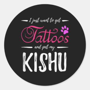 Kishu Hondenliefhebber Tattoo Funny Dog Mom Gift I Ronde Sticker