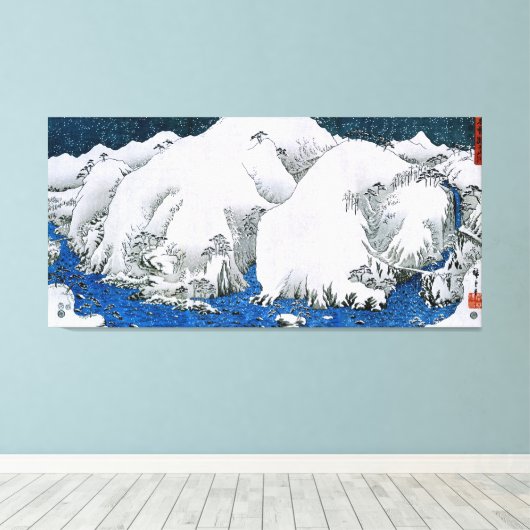 Kiso Road Snowstorm Hiroshige Canvas Afdruk (Insitu (Houten vloer))