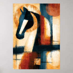 Kiso Uma Zonneprofiel Japanse Abstracte Paarden Ku Poster