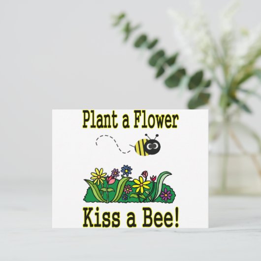 Kiss a Bee Briefkaart (Staand voorkant)