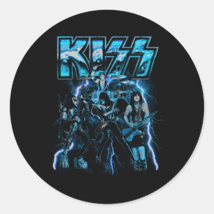 Kiss Blue Lightning Ronde Sticker
