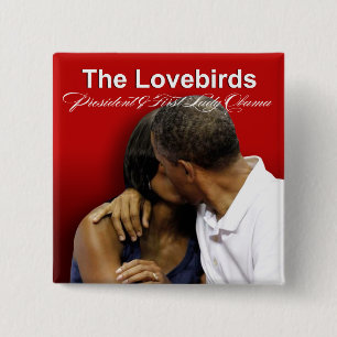 KISS CAM Lovevogels President & First Lady Obama Vierkante Button 5,1 Cm