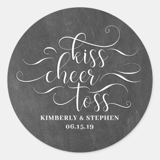 Kiss Cheer Toss Bruiloft Petals Verpakking Ronde Sticker (Voorkant)
