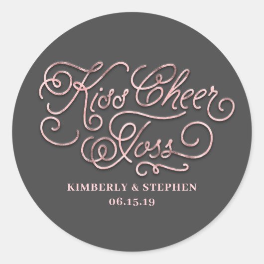 Kiss Cheer Toss Bruiloft Petals Verpakking Ronde Sticker (Voorkant)