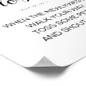 Kiss Cheer Toss Flower Confetti Wedding Sign Poster (Hoek)