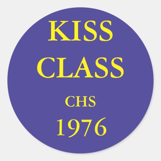Kiss Class, blauw en gouden sticker. Ronde Sticker (Voorkant)