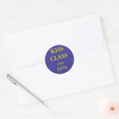Kiss Class, blauw en gouden sticker. Ronde Sticker (Envelop)