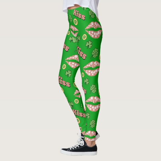 Kiss Clover Lips Shamrock St Patricks Day Leggings (Links)