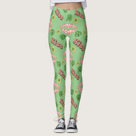 Kiss Clover Lips St. Patrick's Day Sage Leggings