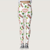 Kiss Clover Lips St. Patrick's Day White Leggings (Voorkant)