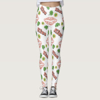 Kiss Clover Lips St. Patrick's Day White Leggings