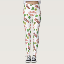 Kiss Clover Lips St. Patrick's Day White Leggings