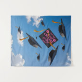 Kiss College Afscheid Afstuderen Caps Achtergrond Wandkleed (Voorkant (horizontaal))