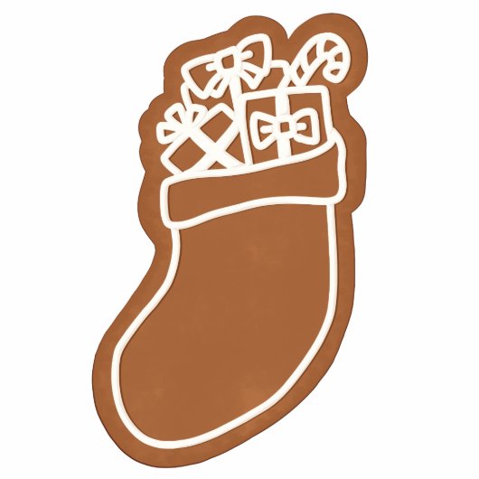 Kiss-Cut Gingerbread Kerst Kous Koekje Fotobeeldje Ornament (Voorkant)
