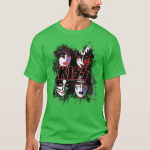 KISS de Band Alle Leden Gezichten borstel effect T-shirt