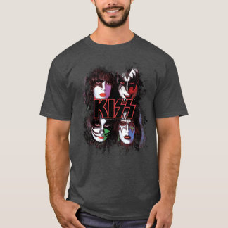 KISS de Band Alle Leden Gezichten kwast effect T-shirt