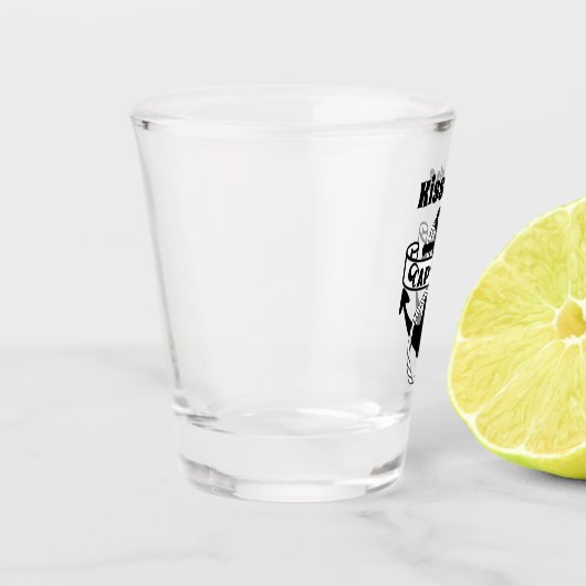 Kiss de kapitein Nautical Funny Sailing Quote Shot Glas (Links)