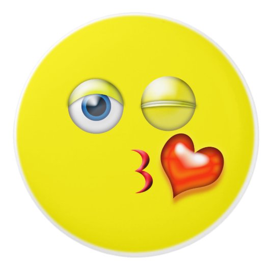 Kiss Emoji Keramische Knop (Voorkant)