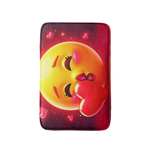 Kiss Emoji: Love and Hearts Art Badmat (Voorkant Verticaal)